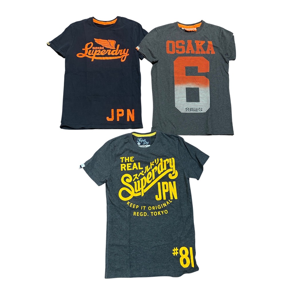 Superdry Mens Graphic T-Shirt Lot of 3 Osaka 6 JPN Navy Grey Size Small